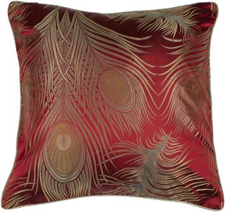 Name:Peacock Feather Throw Pillow Red, Item id:15_PC1101-P-1818 (Medium Image)