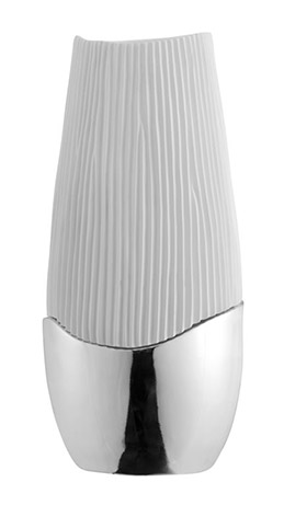 Name:Athena Poly Vase, White And Silver Small, Item id:5910_10114 (Medium Image)