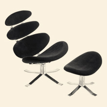 Petal Lounge Chair + Ottoman Black Thumbnail Image