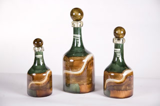Name:Sage Swirl Bottles with Tops Set of 3, Item id:6310_M1-A-1138 (Medium Image)