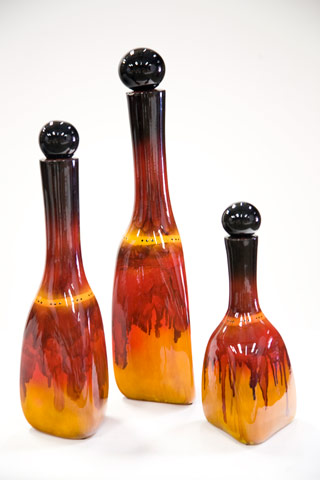 Name:Desert Drip Triangle Bottles with Tops Set of 3, Item id:6310_M1-A-1161 (Medium Image)
