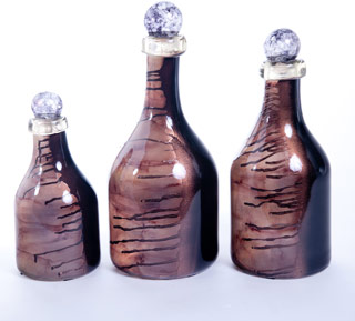 Name:Black Copper Drip Bottles with Tops Set of 3, Item id:6310_M1-A-1326 (Medium Image)