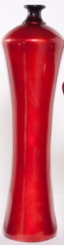Name:Large Hour Glass Floor Bottle in Metallic Red, Item id:6310_M3-A-051A (Medium Image)