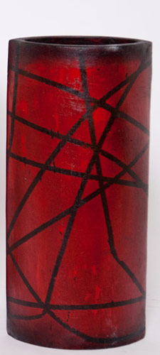 Name:Medium Narrow Oval Floor Vase in Geometric Red, Item id:6310_M4-A-741B (Medium Image)