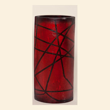 Medium Narrow Oval Floor Vase in Geometric Red Thumbnail Image