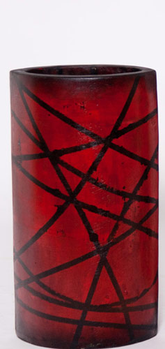 Name:Small Narrow Oval Floor Vase in Geometric Red, Item id:6310_M4-A-741C (Medium Image)