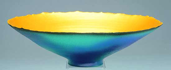 Prosperity Bowl Blue - Green Molted - Ceramic Art by Cheryl Williams