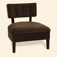 Curves Button Accent Chair Chocolate Velvet Thumbnail Image