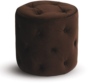 Name:Curves Tufted Round Ottoman Chocolate Velvet, Item id:8810_CVS905-C12 (Medium Image)
