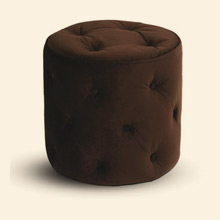 Curves Tufted Round Ottoman Chocolate Velvet Thumbnail Image