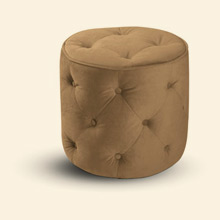 Curves Tufted Round Ottoman Coffee Velvet Thumbnail Image