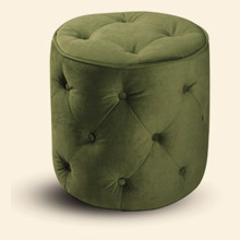 Curves Tufted Round Ottoman Spring Green Velvet Thumbnail Image
