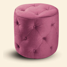 Curves Tufted Round Ottoman Pink Velvet Thumbnail Image