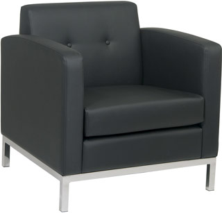 Name:Wall Street Arm Chair Black Faux Leather, Item id:8810_WST51A-B18 (Medium Image)