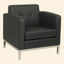 Wall Street Arm Chair Black Faux Leather Thumbnail Image