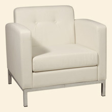 Wall Street Arm Chair White Faux Leather Thumbnail Image