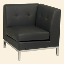 Wall Street Corner Chair Black Faux Leather Thumbnail Image