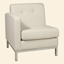Wall Street Arm Chair LAF White Faux Leather Thumbnail Image