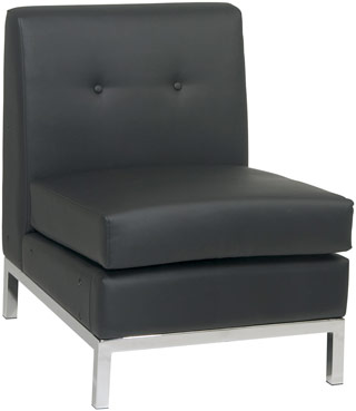 Name:Wall Street Armless Chair Black Faux Leather, Item id:8810_WST51N-B18 (Medium Image)
