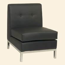 Wall Street Armless Chair Black Faux Leather Thumbnail Image