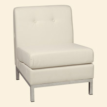 Wall Street Armless Chair White Faux Leather Thumbnail Image