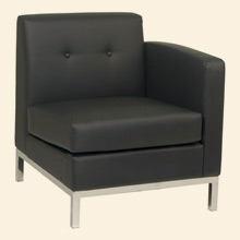 Wall Street Arm Chair RAF Black Faux Leather Thumbnail Image