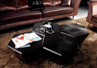 Name:Hexagon Shaped Black Crocodile Lacquer Coffee Table, Item id:9310_VGUNAK908-60 (Medium Image)