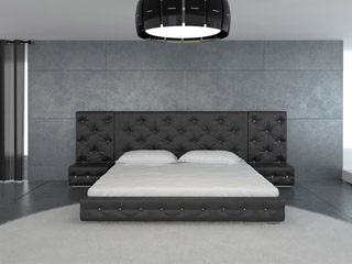 Name:Melody - Black Modern Leather Platform Bed, Item id:9310_image_1317 (Medium Image)