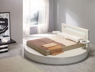 Name:Palazzo White Leatherette Round Platform Bed, Item id:9310_image_276 (Medium Image)