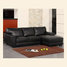 Modern Black Bonded Leather Sectional Sofa Thumbnail Image