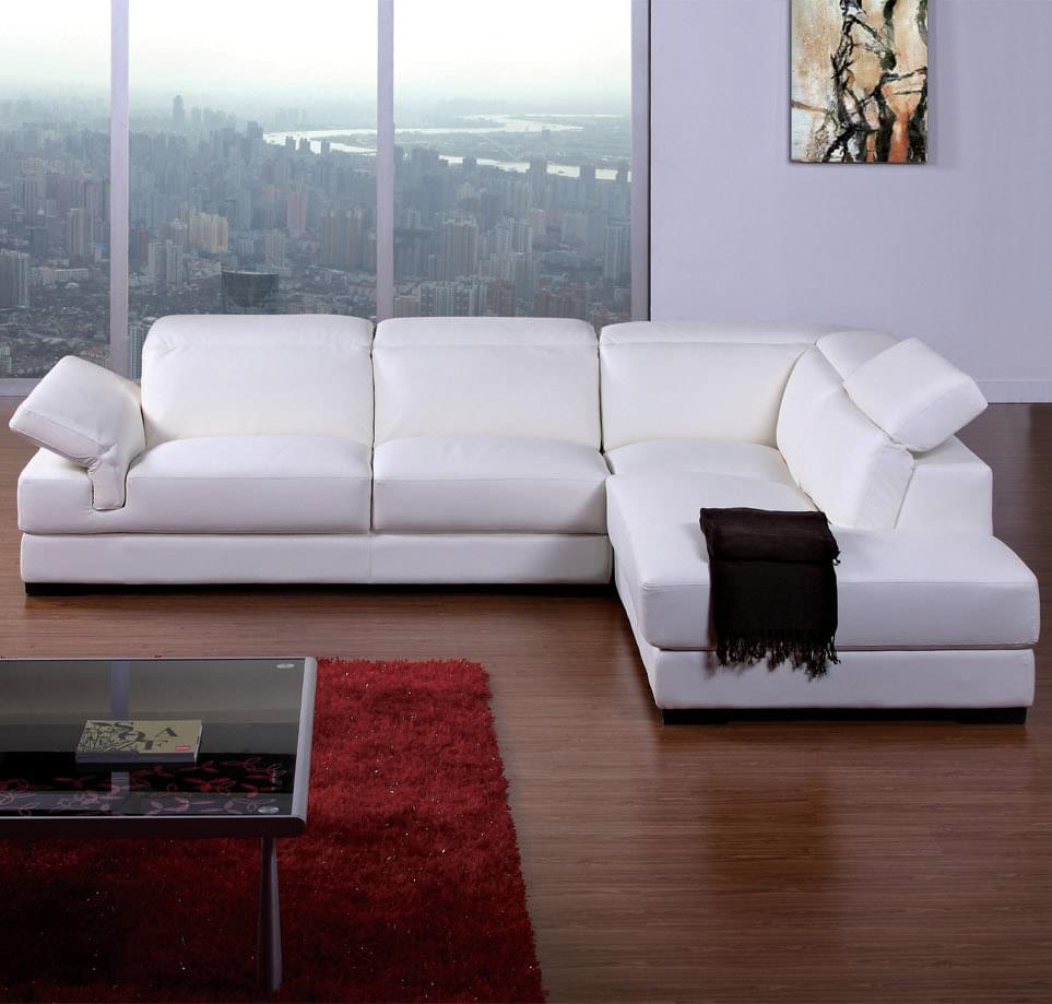 Modern White Leather Sectional Sofa