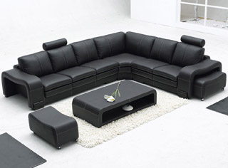 Name:Modern Black Leather Sectional Set, Item id:9910_TOS-FY560-3 (Medium Image)