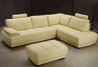 Name:Beige Leather Sectional Sofa and Ottoman Set, Item id:9910_TOS-FY679-2 (Medium Image)