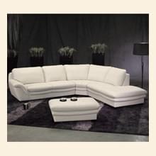 White Leather Sectional Sofa and Ottoman