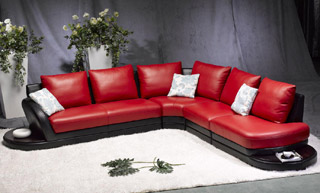 Name:Modern Red/Black Leather Sectional Sofa, Item id:9910_TOS-FY709 (Medium Image)