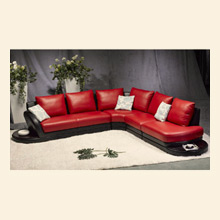 Modern Red/Black Leather Sectional Sofa Thumbnail Image