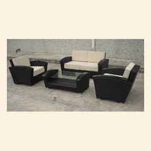 Modern Outdoor 4 Piece Chocolate Wicker Sofa Set Thumbnail Image