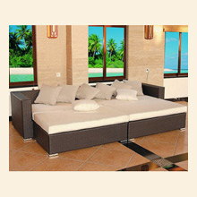 4 Piece Brown Wicker Sofa Set (2 One-Seater Sofa and 2 Footrest) Thumbnail Image