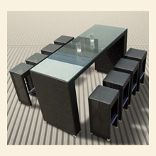 Tosh Furniture Black Bar Set with Ivory Cushions Thumbnail Image