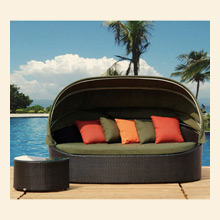 Tosh Furniture Black Lounge with Canopy and Side Table Thumbnail Image