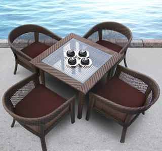 Name:Modern 5 Piece Brown Wicker Dining Set, Item id:9910_TOS-GW3079SET (Medium Image)