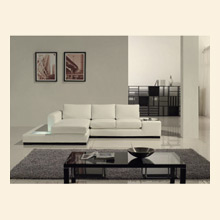 Modern White Compact Leather Sectional Sofa Thumbnail Image