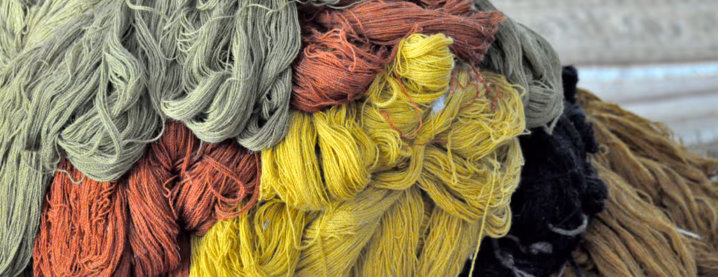 dyed yarn ready for use on rug
