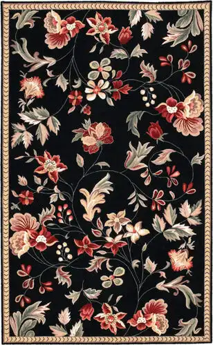 Surya Flor FLO-8907 Black Floral Wool Rug Product Image