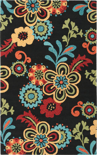 Surya Storm SOM-7707 Black Synthetic Floral Rug Product Image