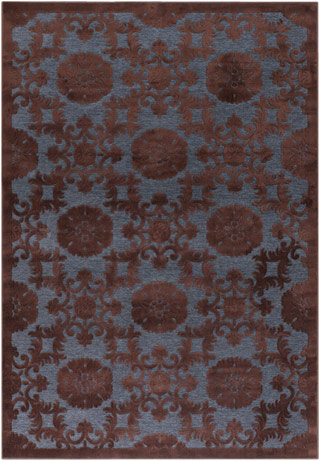 Name:Pave Bezel Medallion 1229/6210 Chestnut/Lapis Rug, Item id:1710_12296210 (Medium Image)