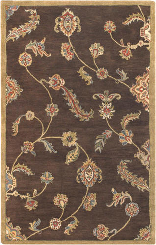 Name:Dynasty Persian Garland 9105/0105 Brown W/Gold Bdr Rug, Item id:1710_91050105 (Medium Image)