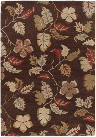 Name:Dynasty Lotus Leaf 9107/0108 Mocha Rug, Item id:1710_91070108 (Medium Image)