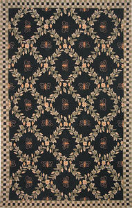 Name:Chelsea Hk55B Black Country & Floral Rug, Item id:1910_HK55B (Medium Image)