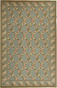 Name:Wilton Wil321C Teal / Olive Country & Floral Rug, Item id:1910_WIL321C (Medium Image)